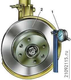 Проверка биения
тормозного диска